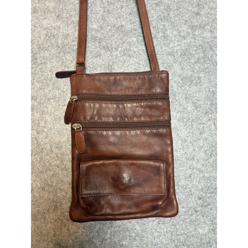 Vera Pelle Genuine Leather Crossbody Bag Purse Brown 4 Pocket
